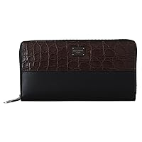 Dolce & Gabbana Black Zip Around Continental Clutch Exotic Leather Men's Wallet