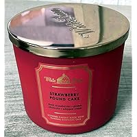 Bath and Body Works, White Barn 3-Wick Candle w/Essential Oils - 14.5 oz - 2021 Core Scents! (Strawberry Pound Cake)