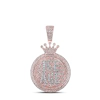 The Diamond Deal 10kt Rose Gold Mens Round Diamond ICE AGE Circle Charm Pendant 4-3/8 Cttw