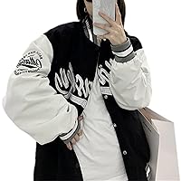 Mxiqqpltky Womens Oversized Y2K Bomber Jacket Boyfriend Baseball Jacket Harajuku Long Sleeve Varsity Jacket Streetwear Coat