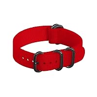 Clockwork Synergy - XL 5 Ring Heavy NATO Watch Band Straps - Red - 18mm for Men Women
