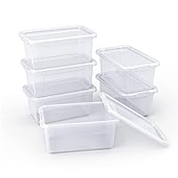 GAMENOTE Clear Stackable Plastic Storage Bins with Lids,Stackable Containers,Toy Storage Organizer - 5 Qt 12 Pack - Small Tubs,Tote Box for Classroom,Sorting(12×7.2×5.1 in)