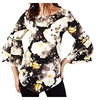 Alfani Womens Floral Tiered Sleeve Pullover Blouse