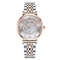 Women Fashion Simple Rhinestone Fritillaria Quartz Wrist Watch with Dial Analog Display and Stainless Steel Band