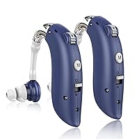 Hearing Aids, ONEBRIDGE Hearing Aids for Seniors Rechargeable Hearing Amplifier with Noise Cancelling for Adults Hearing Loss, Digital Ear Hearing Assist Devices with Volume Control(Blue)
