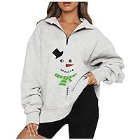 Women's Fuzzy Hoodies 1/4 Zip Graphic Tshirt Long Sleeve Oversized Plus Size Flannel Shirts for Women