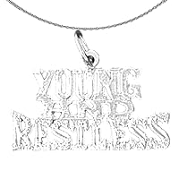 Silver Saying Necklace | Rhodium-plated 925 Silver Young & Restless Saying Pendant with 18