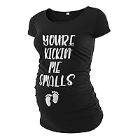 Funny Maternity Shirts for Women - Pregnancy Must Haves Gifts for Pregnant Mom Comfortable Ruched Sides Tops