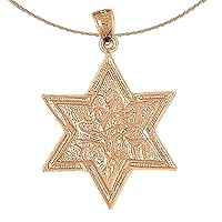 Star Of David Necklace | 14K Rose Gold Star of David with Tree of Life Pendant with 18