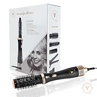 Venga! 5-in-1 Hot Air Styling Brush for Blow Drying, Waving, Straightening, Volumising, Detangling, Styling and Brushing, 5 Attachments, 6 Hair Clips, Black/Gold, 600W, VG HCR 3001