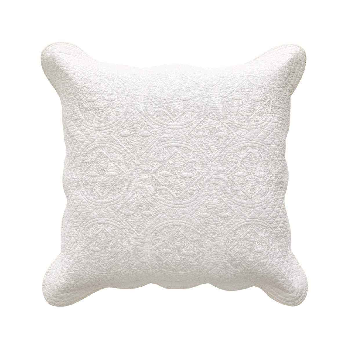 Calla Angel Sage Garden Luxury Pure Cotton Matelasse Quilted Pillow Sham, Euro, 26x26, Ivory