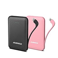 Alongza 2 Packs Portable Phone Charge Built in Cable Small Size Power Banks 4500mAh Mini USB C Battery Pack for iPhone 14,13,12,11,XS,XR,X, Pro Max