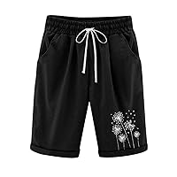 Bermuda Shorts for Women Cotton Linen High Waisted Workout Pants 2024 Fashion Summer Casual Bermuda Knee Length Shorts