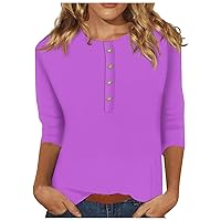 Womens 3/4 Sleeve T Shirts Solid Color Casual Undershirts Modern Flowy and Comfort Draped Sleeve Dolman Top S-3Xl