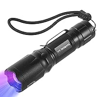 UV 365nm and 395nm Flashlight, UV Blacklight for UV Glue Curing,Rocks & Minerals Hunting,Pet Stain Detector&Scorpion Finder, Dry Stain, Portable&Zoomable LED Ultraviolet Flashlight