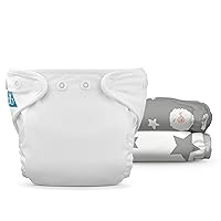 Charlie Banana Reusable Washable Cloth Diapers, Adjustable Newborn Size for Baby Girls Boys, Soft Pocket Diapers with Absorbent Inserts - Night Nite, 3 Pack