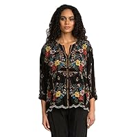 Johnny Was Cabo Button Down Blouse - C10520-1 (Black, XS)