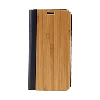 Flip-Curtain Case for iPhone XR Magnetic Buckle Design Combined with Wood + Genuine Leather Silicone Double-Layer Hybrid Scratch-Resistant and Shockproof (Bamboo)
