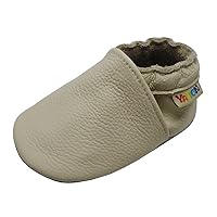 YALION Soft Leather Baby Shoes Moccasins Slip-on Boys Girls Slippers with Elastic Ankle, Anti-Slip First Walking Crib Shoes for Infant Toddlers