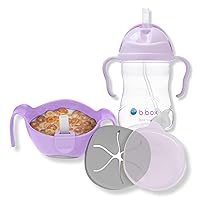 b.box Sippy Cup + 3-in-1 Bowl Combo Pack (Boysenberry): Includes Weighted Straw Sippy Cup and Bowl with Straw, Snack Insert & Lid. Ages 6 Months to Toddler