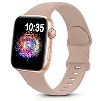 TreasureMax Sport Band Compatible with Apple Watch Bands 38mm 40mm 41mm 42mm 44mm 45mm 49mm,Soft Silicone Strap Compatible for Apple Watch Series 9 Ultra 8 7 6 5 4 3 2 SE Men Women Milk Tea 38/40/41MM