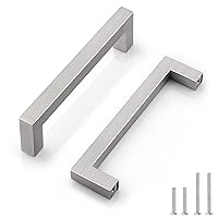 Probrico 50 Pack Brushed Nickel Cabinet Handles Hole Centers 5 inch 128mm Kitchen Cabinet Handles Stainless Steel Cabinet Handles Square Satin Nickel Kitchen Cabinet Pulls