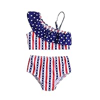 Girls Lined Swimsuits Size 12 Summer Toddler Girls Independence Day 4th of July Star Bathing Suits for Toddler
