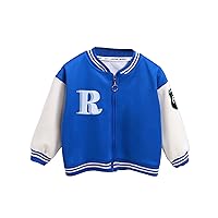 YiZYiF Kids Varsity Jacket Girls Boys Baseball Jacket Bomber Coat Letter Print Zipper Sweatshirt School Uniform
