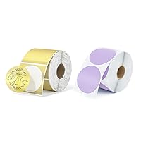 MUNBYN 2 Inch Gold Transparent Thermal Labels and MUNBYN 2 Inch Lavender Purple Circle Thermal Sticker Labels,