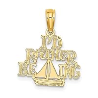14k Polished Textured back Gold ID Rather Be Sailing Pendant Necklace Measures 18x14mm Wide 0.6mm Thick Jewelry Gifts for Women