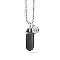 Men's Classic Round Box Link Chain Necklace with Polished Pendant