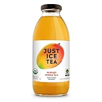 Just Ice Tea Organic Iced Tea, 16 Fl Oz Glass Bottles (Mango White Tea, Pack of 12)