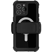 Ghostek Nautical iPhone 15 Pro Max Waterproof Case with Holster Clip - Screen & Camera Protector, MagSafe Compatible, Heavy Duty Protection (6.7 Inch, Black)
