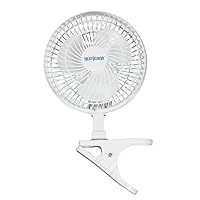 Hurricane Classic 6 Inch Clip Fan, 2 Speed Portable Mini Desk Personal Table Fan with Adjustable Tilt for Home Office, Stroller, and Travel, White