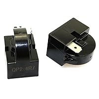 2-Pack QP2-4.7 PTC Refrigerator Start Relay Replacement 1 Pin Wine Centers Beverage Coolers Compressor Starter QP2-4R7 4.7 ohm Black