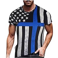 Men's American Flag Printed T Shirt Fourth of July Work Out Shirt for Men Independence Day Fashion Shirts 2024