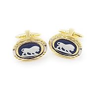 Wedgwood Jasperware Cufflinks - Portland Blue w/Lions