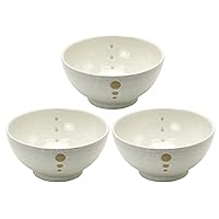 Mino Yaki Udon Noodle Bowl Set of 3, Dot White 142124 (3)