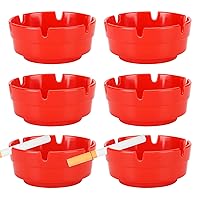 6Pcs Red Ashtray Sets for Cigarettes, Cute Plastic Tabletop Ash Trays, Home Decor Perfect for Indoor Outdoor Patio Restaurant Bar Hotel and Office Use (Set of 6 Red)