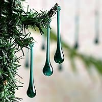 Indian Shelf 20 Pieces Teardrop Christmas Ornaments| Hanging Crystals for Chandeliers| Chandelier Drop| Crystals for Hanging| Teardrop Glass Beads| Crystal Chandelier Pendants| Dark Green Crystal Drop