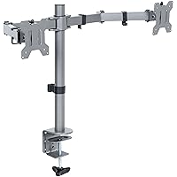VIVO Dual Monitor Desk Mount, Heavy Duty Fully Adjustable Steel Stand, Holds 2 Computer Screens up to 30 inches and Max 22lbs Each, Gray Color, STAND-V002-GY