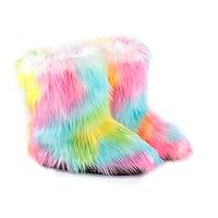Kid Girl Boy Toddler Faux Fur Snow Boot with Fur Lining Winter Warm Outdoor Furry Fluffy