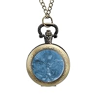 Fleur De LYS Pocket Watch with Chain Vintage Pocket Watches Pendant Necklace Birthday Xmas