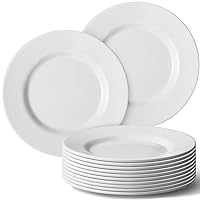 12 Pack White Dessert Plates/Salad Plate, melamine plates, Small Dinner Plates for Snacks, Side Dishes, Round Serving Plates (7 Inch)