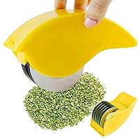 Herb Chopper Herb Roller with 6 Blade Manual Herb Grinder Stainless Steel Herb Cutter Sharp Detachable Washable Kitchen Gadgets for Cilantro Scallion Parsley Yellow