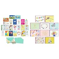 Hallmark Pack of 24 Handmade Assorted Boxed Greeting Cards, Watercolor & Pack of 30 Assorted Boxed Greeting Cards, Good Vibes—Birthday, Thinking of You, Thank You, Blank Cards
