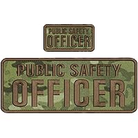 Patches for Clothes - Large Patches for Jackets Public Safety Officer Embroidery Patches 11x4 & 4x2 Hook On Back Multicam/Brown