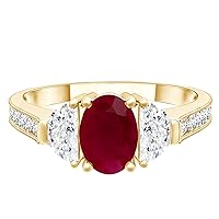 Half Moon Ring!! 5X7 MM Oval Cut Ruby Gemstone 925 Sterling Silver Solitaire Ring