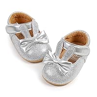 Sawimlgy Baby Girls Mary Jane Sequins Crown Flats PU Leather Wedding Party Princess Ballet Shoe Infant Rubber Sole Prewalker Toddler First Crib Shoes