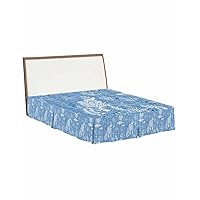 Blue Nautical Bed Skirt King Size 18 Inch Drop Bed Frame Cover, Coastal Summer Beach Seaside Ocean Sheet & Wrap Around Bed Skirts Box Spring Cover Dust Ruffle for King Size Bed
